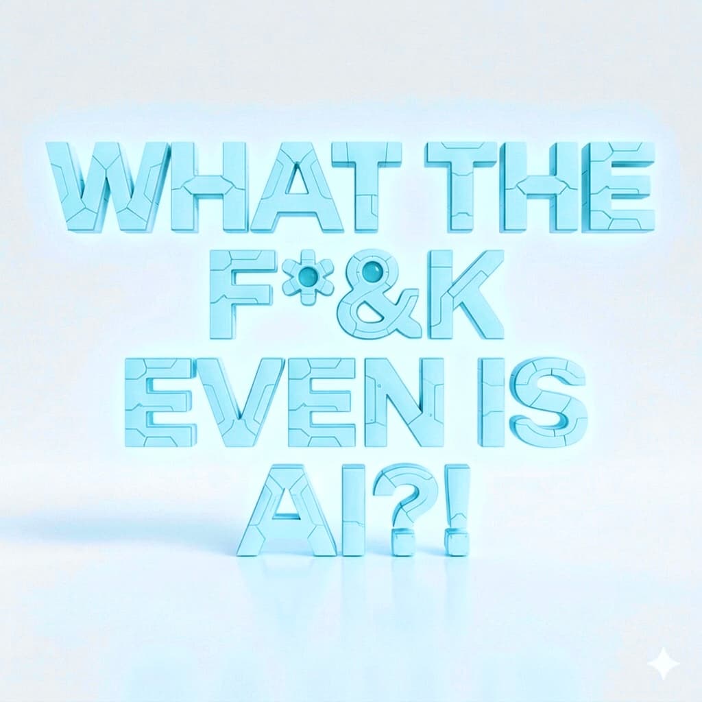 What The F*&K Even Is AI — bold 3D text illustration